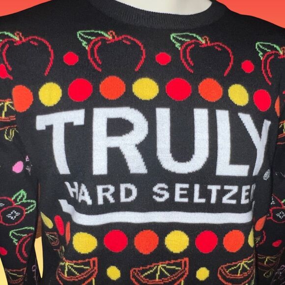 NWOT Fun Holiday Knit Truly Hard Seltzer Sweater Size Small - Picture 3 of 6